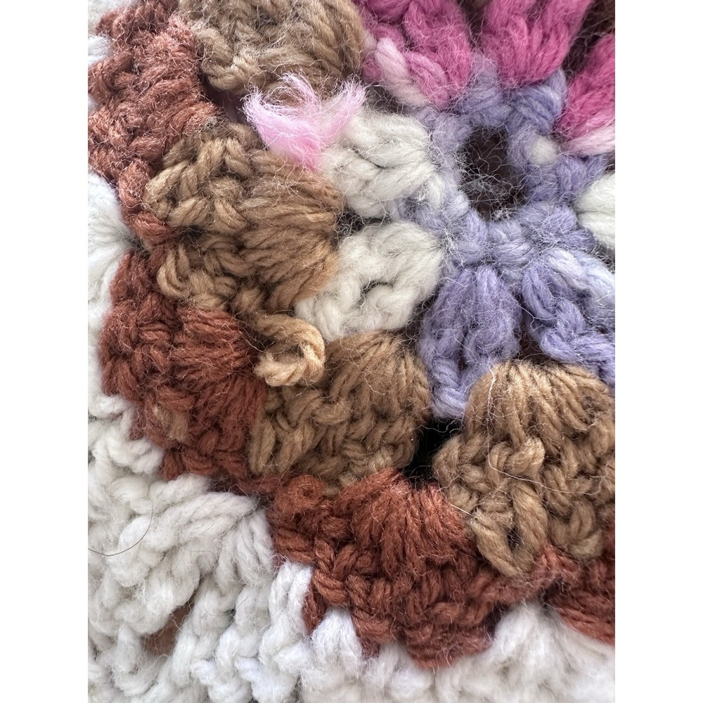 VTG Handmade Granny Square Crochet Afghan Throw Floral Lap Blanket 54x44 Boho - Picture 10 of 12